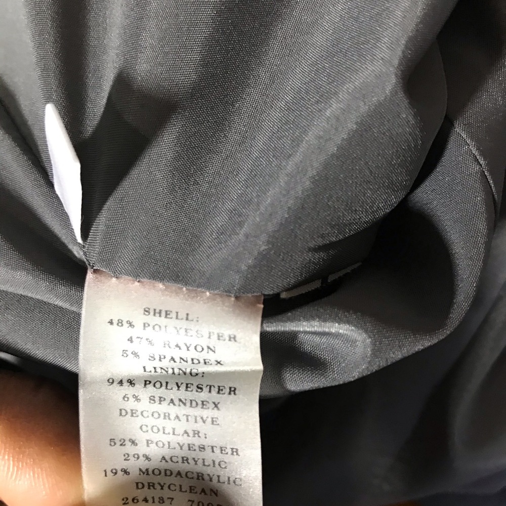 Ann Taylor Blazer Jacket Gray Faux Fur Collar Work - Picture 8 of 8